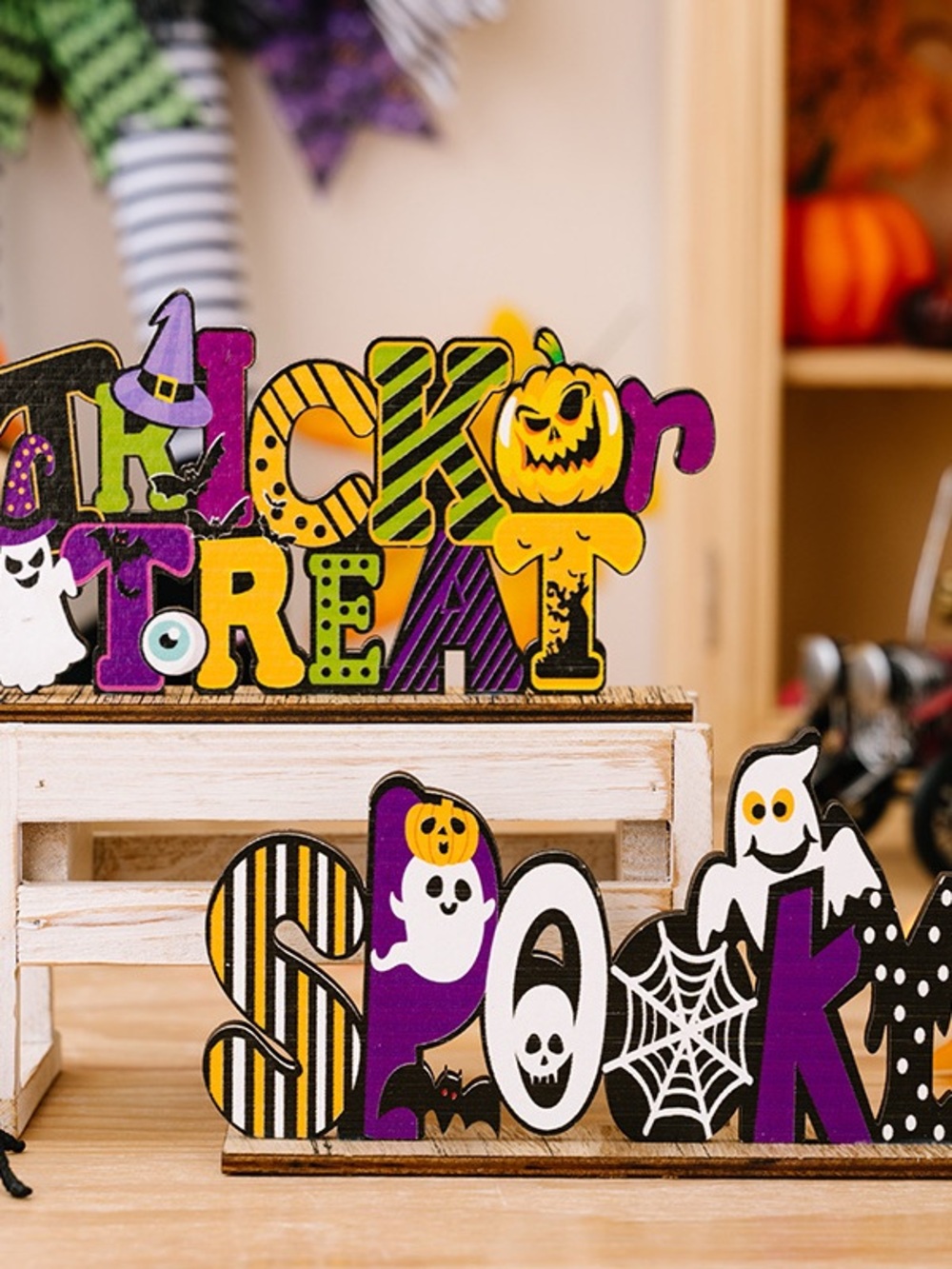 Halloween Wooden Decorative Tabletop Ornament - Picture 4 of 6